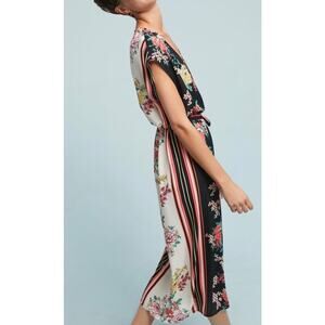 NWT Anthropologie x dRa Los Angeles Sanne Midi Dress Black Floral Belted Sz Med